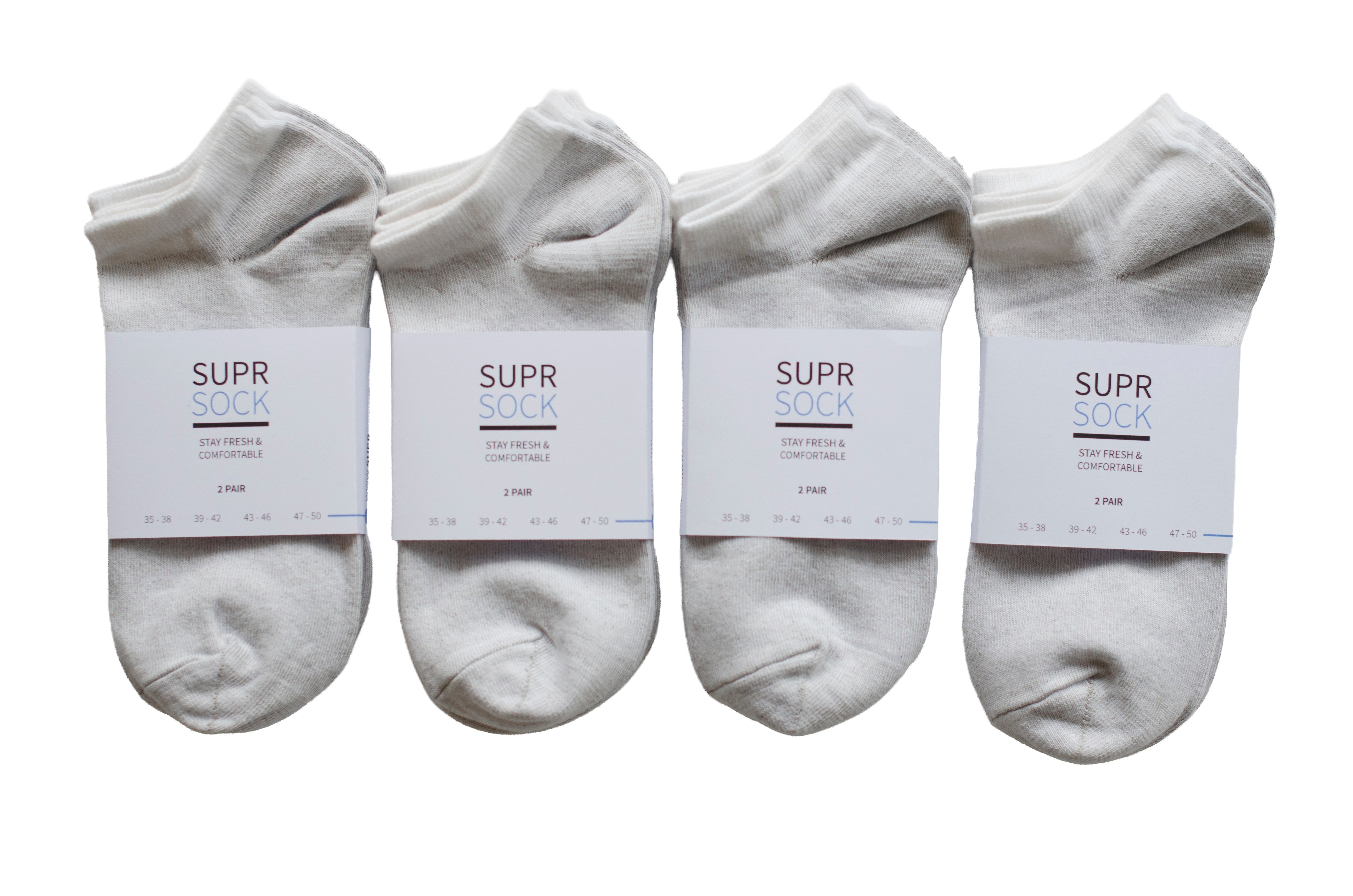 Ankle White bamboo silver socks (5-pair) — SUPRGOODS anti-odor socks