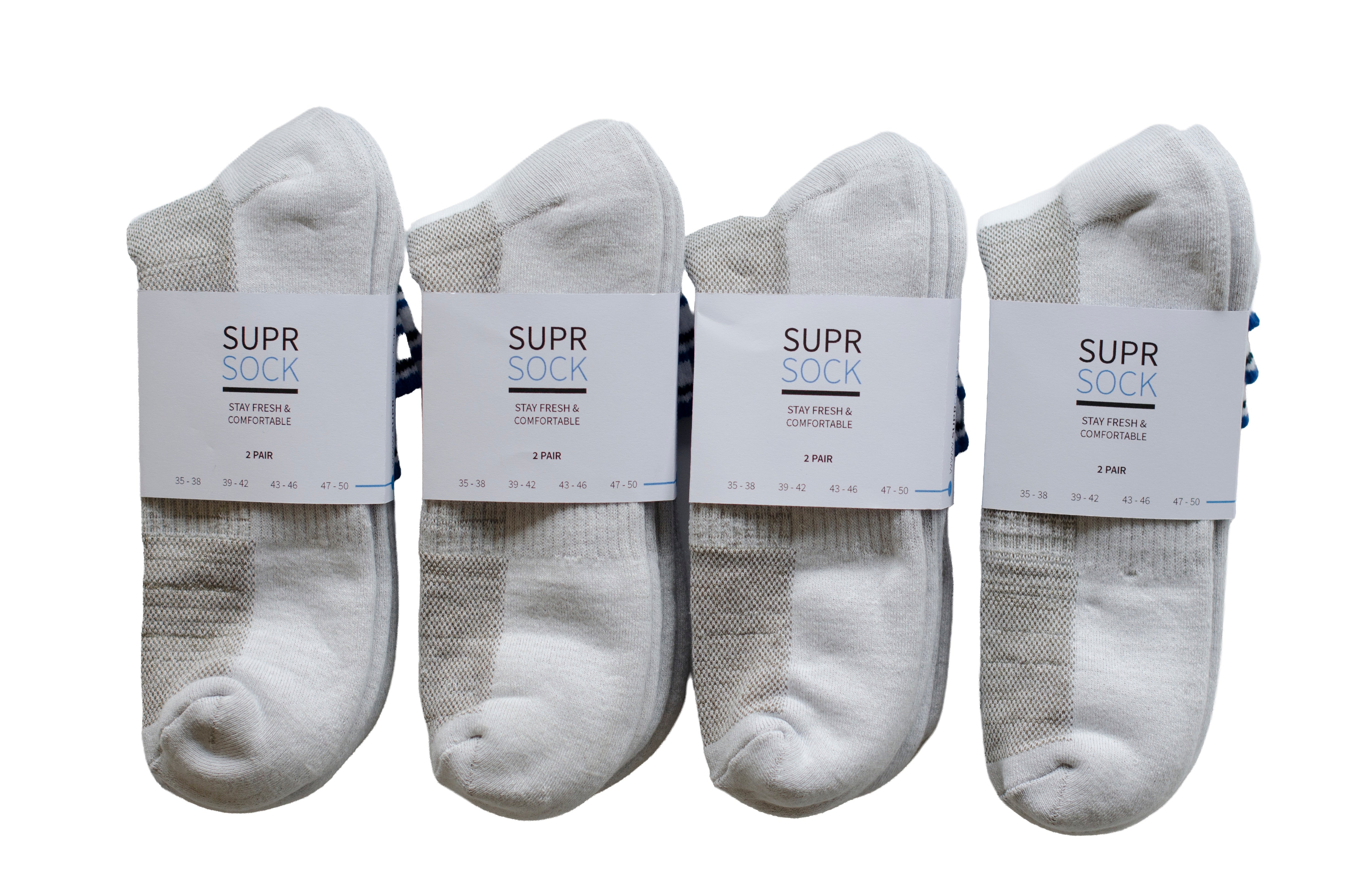 Crew Retro cotton silver socks 5-pair — SUPRGOODS anti-odor socks