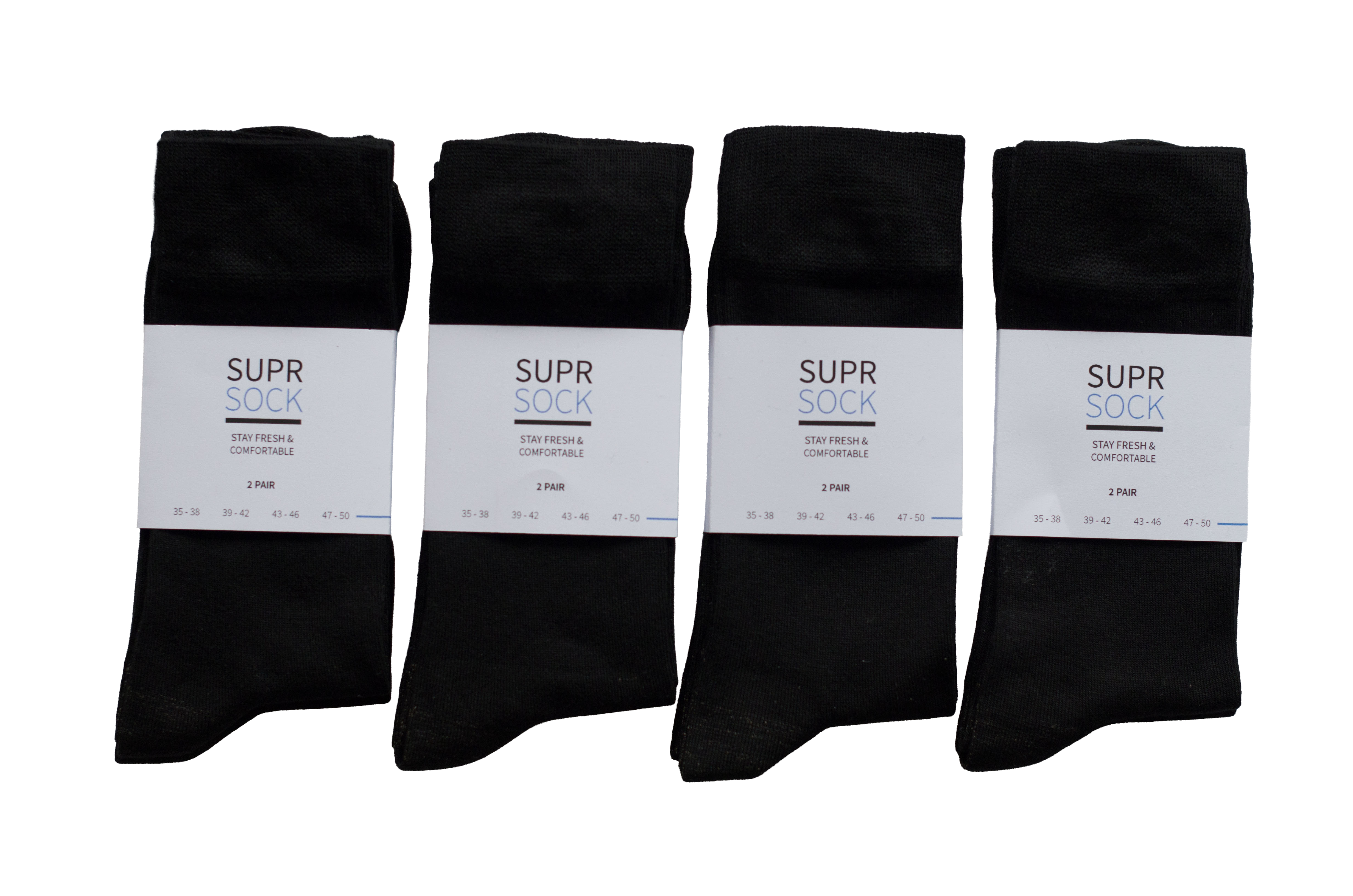 Crew Black bamboo silver socks 5-pair — SUPRGOODS anti-odor socks