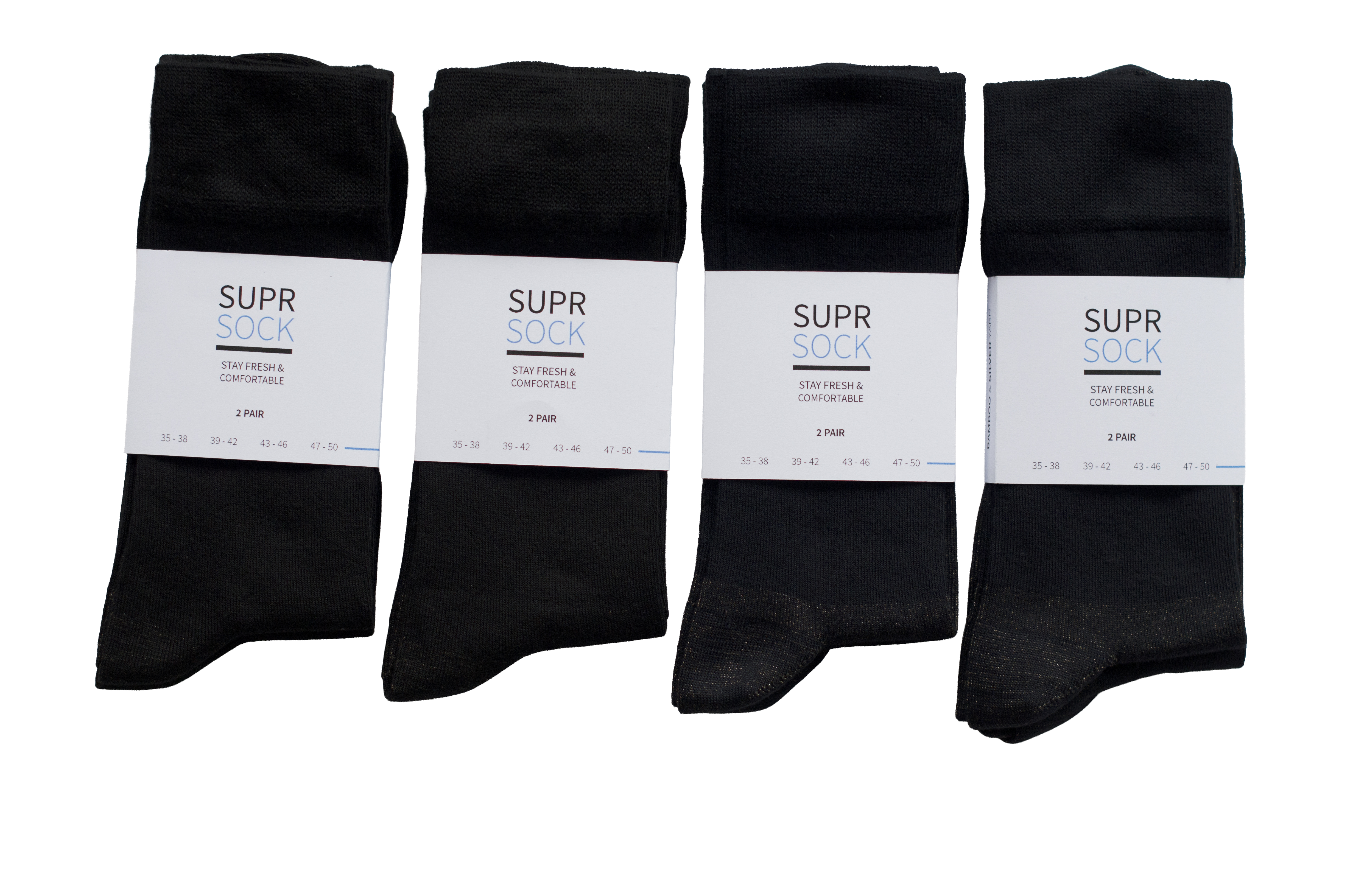 Crew Navy Blue & Black bamboo silver socks 5-pair — SUPRGOODS anti-odor socks
